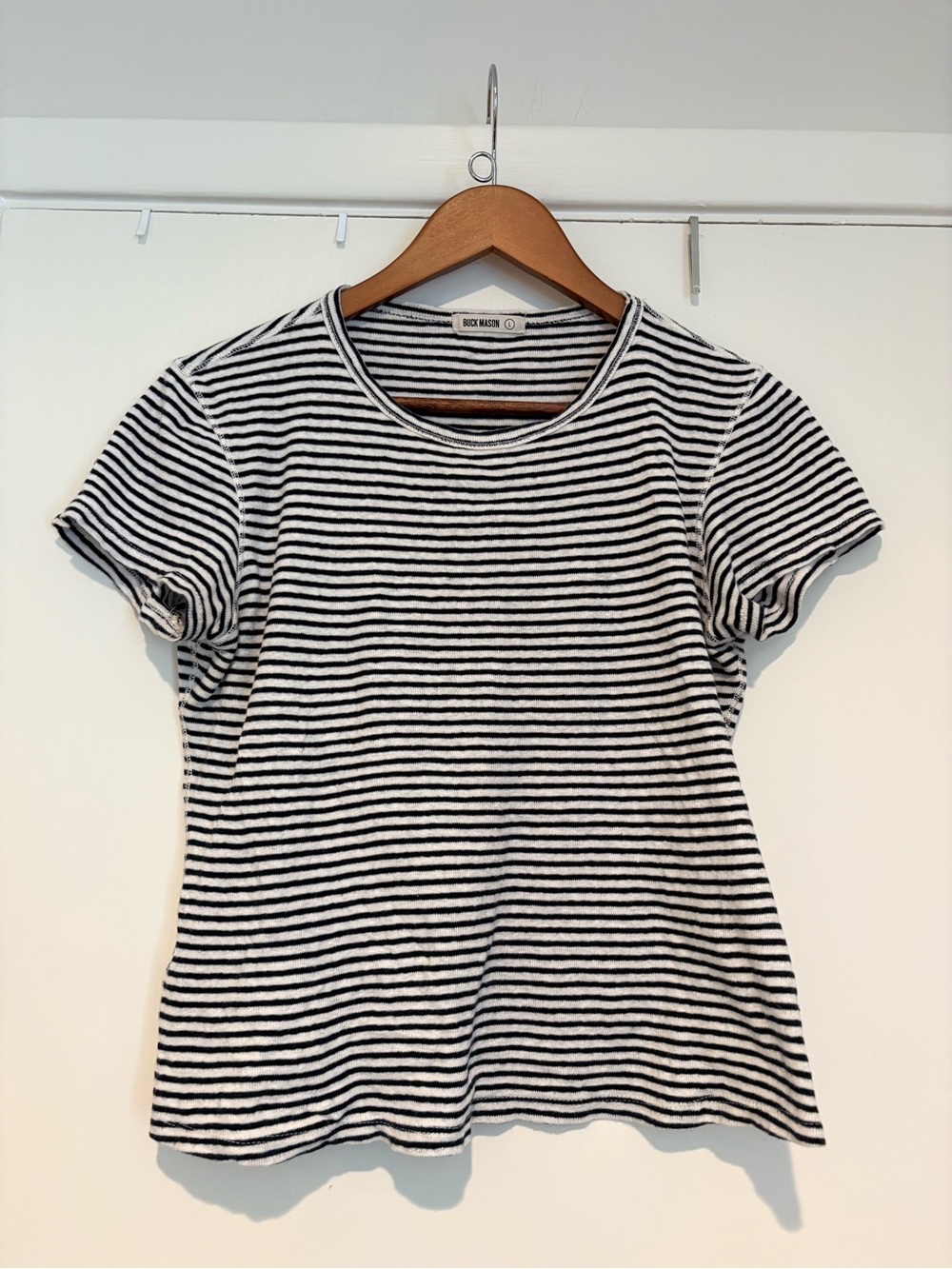 Buck Mason Navy & White Striped Short-Sleeve Crewneck Tee